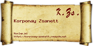 Korponay Zsanett névjegykártya